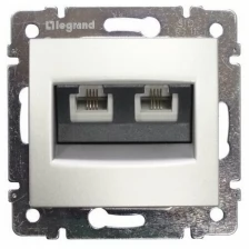 Розетка Legrand 770139 Valena CLASSIC - RJ11, 4 контакта, 2 выхода, алюминий