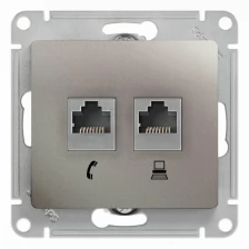 SE Glossa Платина Розетка 2-ая RJ11+RJ45, кат.5E